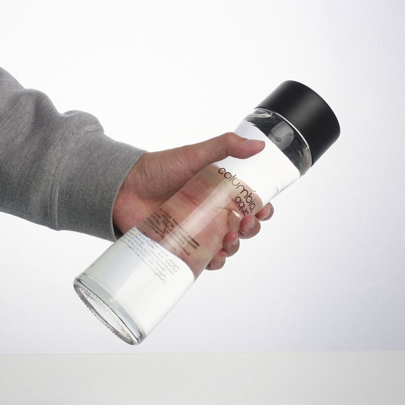 Luxury screen printing decal logo 500ml 700ml high flint clear round juice beverage water glass bottle with plastic cap