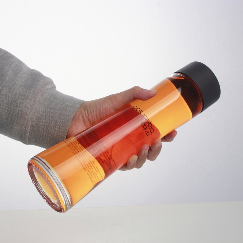 Luxury screen printing decal logo 500ml 700ml high flint clear round juice beverage water glass bottle with plastic cap