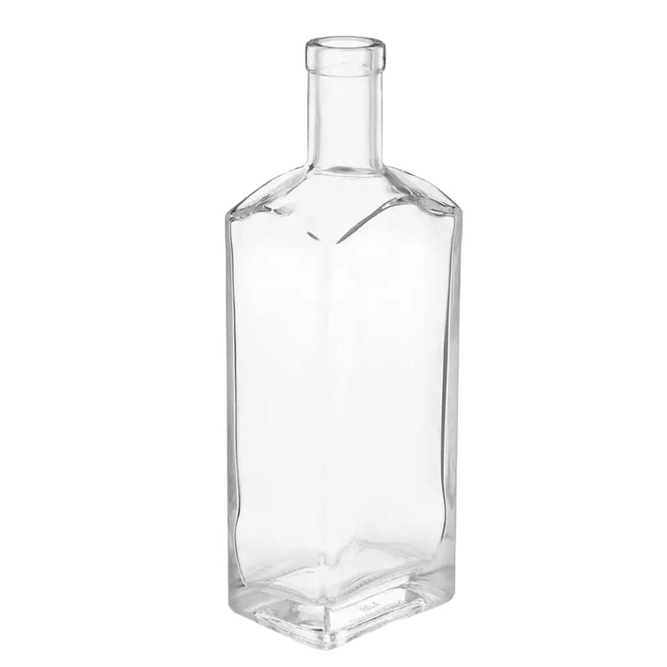 Custom clear empty 750ml vodka liquor gin rum tequila whisky brandy spirit glass bottle with cork and cap