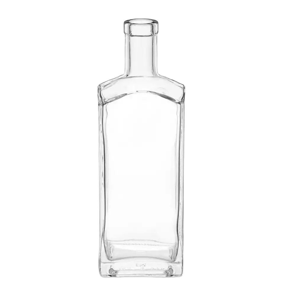 Custom clear empty 750ml vodka liquor gin rum tequila whisky brandy spirit glass bottle with cork and cap