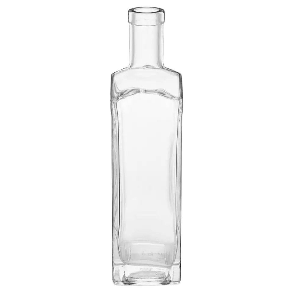 Custom clear empty 750ml vodka liquor gin rum tequila whisky brandy spirit glass bottle with cork and cap