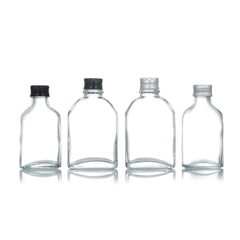 Round Transparent Frost Milk Juice Wine Bottle 100ml 250ml 500ml 1000ml Food Grade Brandy Whisky Glass Bottle With Cork Stopper