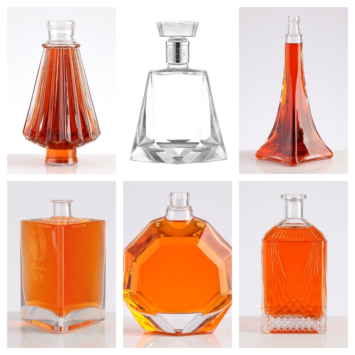 Premium Clear Crystal Cut Design Whiskey Glass Bottle 500ml 750ml