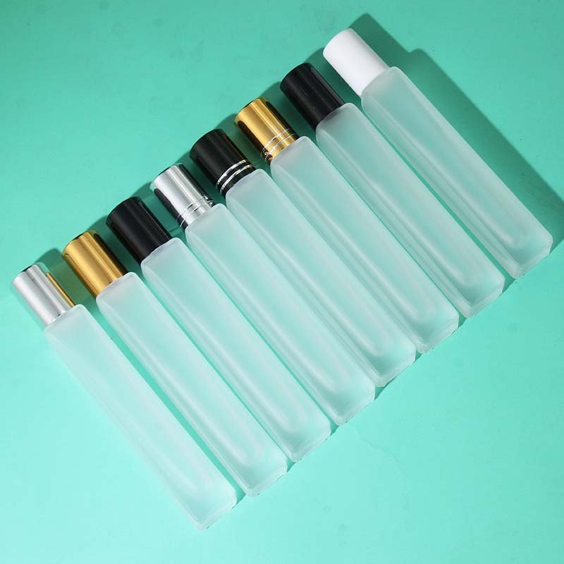 Wholesale 10ml Square Round Perfume Essential Oil Roller Ball Bottle Portable Clear Frosted Cosmetics Roll On Glass Bottle