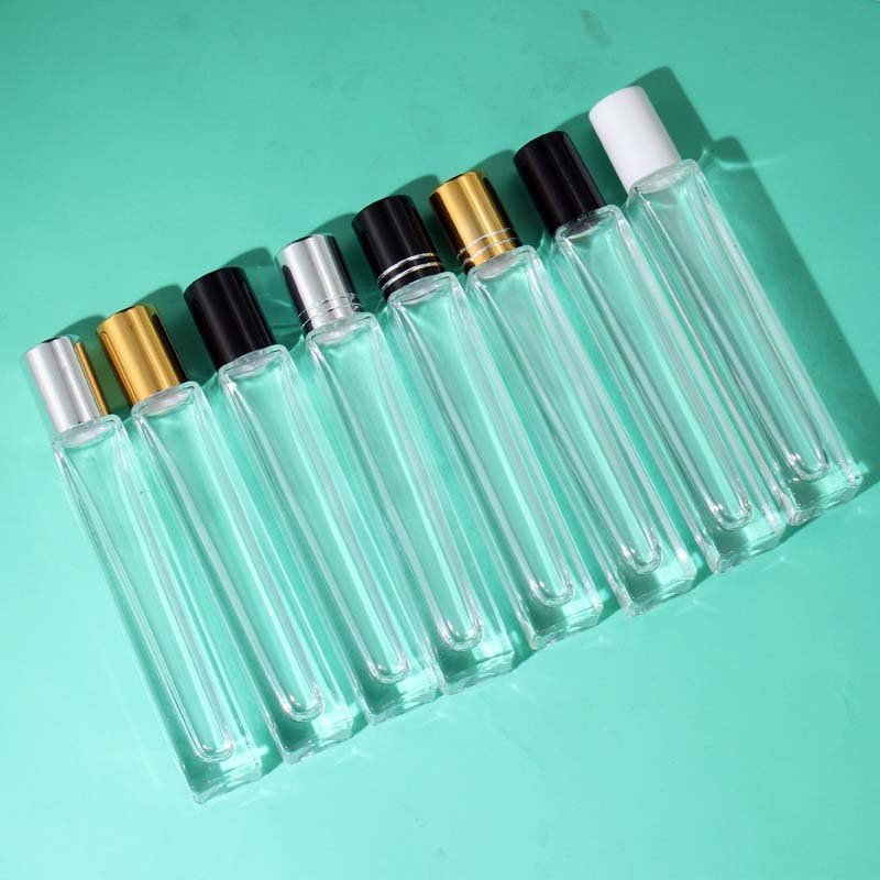 Wholesale 10ml Square Round Perfume Essential Oil Roller Ball Bottle Portable Clear Frosted Cosmetics Roll On Glass Bottle