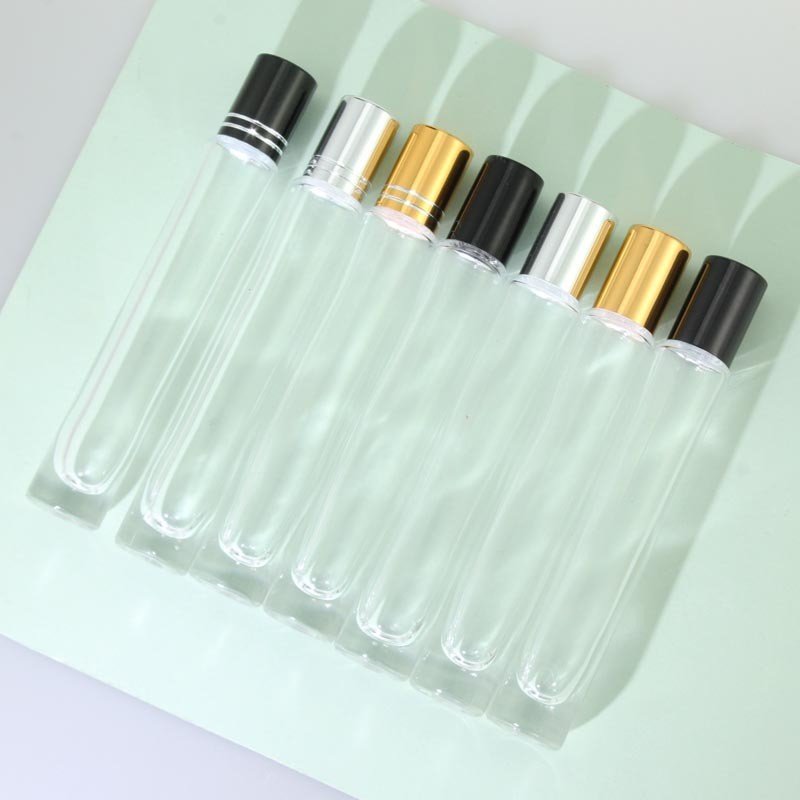 Wholesale 10ml Square Round Perfume Essential Oil Roller Ball Bottle Portable Clear Frosted Cosmetics Roll On Glass Bottle