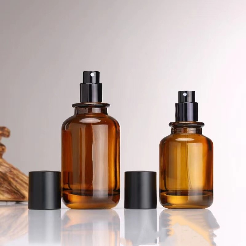 Spot perfume bottle 30ml 50ml bayonet glass empty bottle 100ml cylindrical cosmetic dispenser brown spray bottle