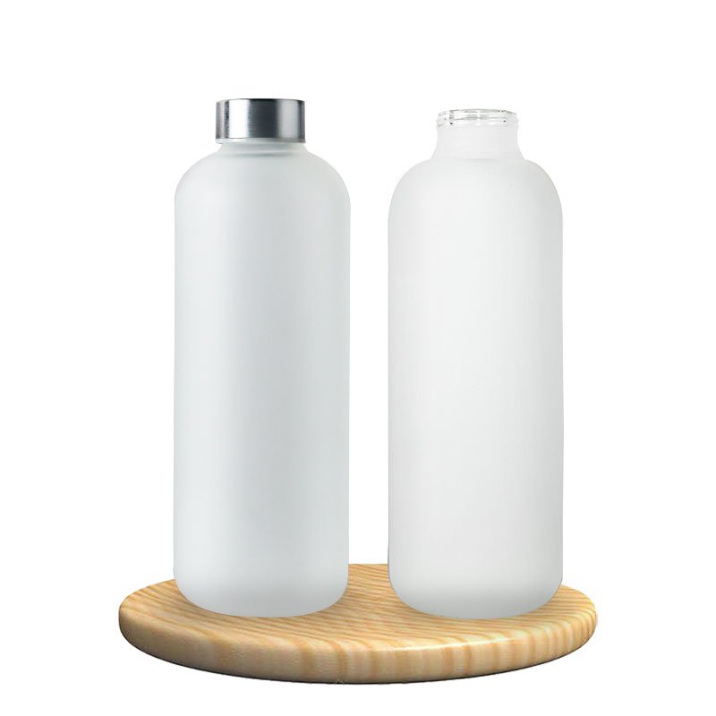 JM BPA Free Eco Friendly Bpa Free New Design Custom Matting Glass Bottle 1000ml Iridescent Glass Water Bottle With Lid