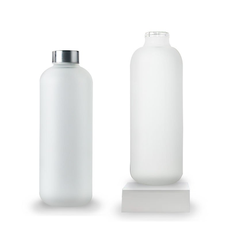 JM BPA Free Eco Friendly Bpa Free New Design Custom Matting Glass Bottle 1000ml Iridescent Glass Water Bottle With Lid