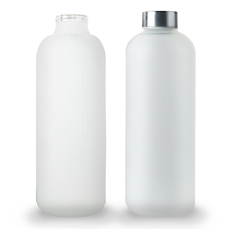 JM BPA Free Eco Friendly Bpa Free New Design Custom Matting Glass Bottle 1000ml Iridescent Glass Water Bottle With Lid