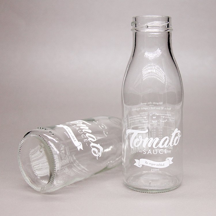 Beverage Juice 1 Liter 1000Ml Clear Milk Glass Bottles Wholesale