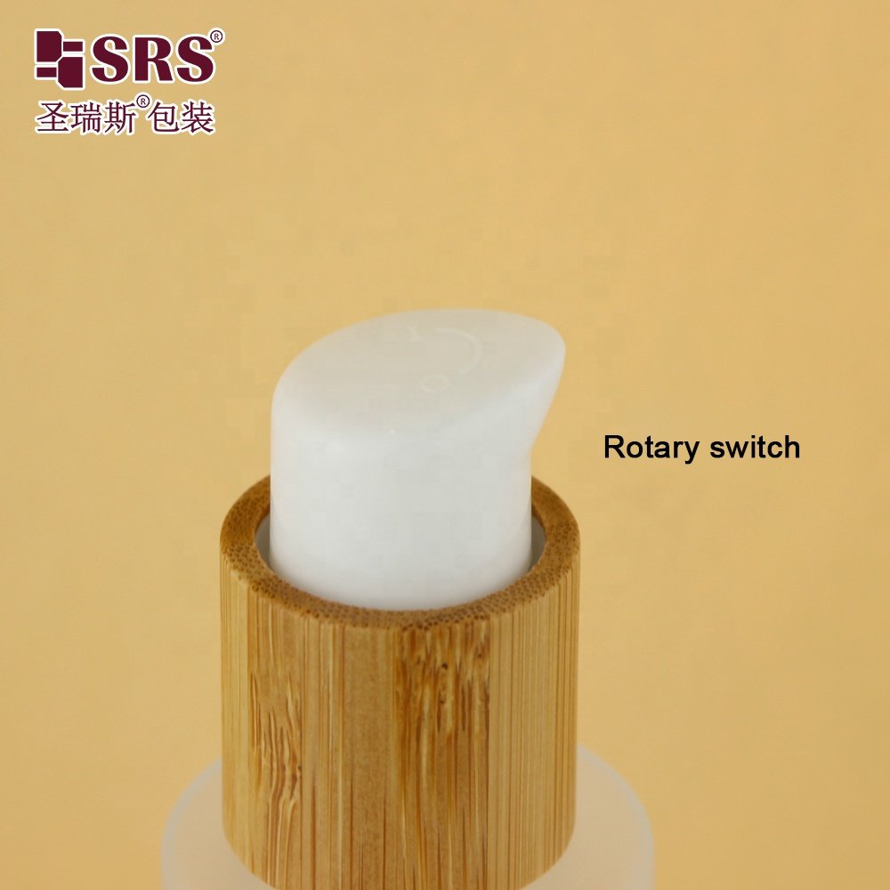 100ml Frosted Transparent Bottles With Rotary Pump Packaging Bamboo Glass Bottle