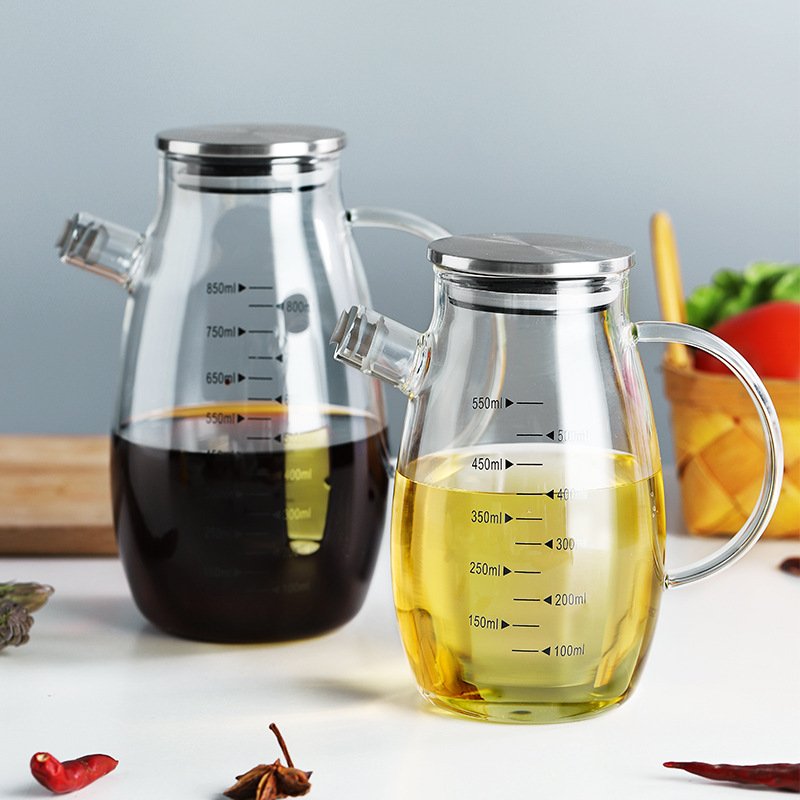 High borosilicate Kitchen Glass Oil Vinegar Bottle Can With Graduated Liquid