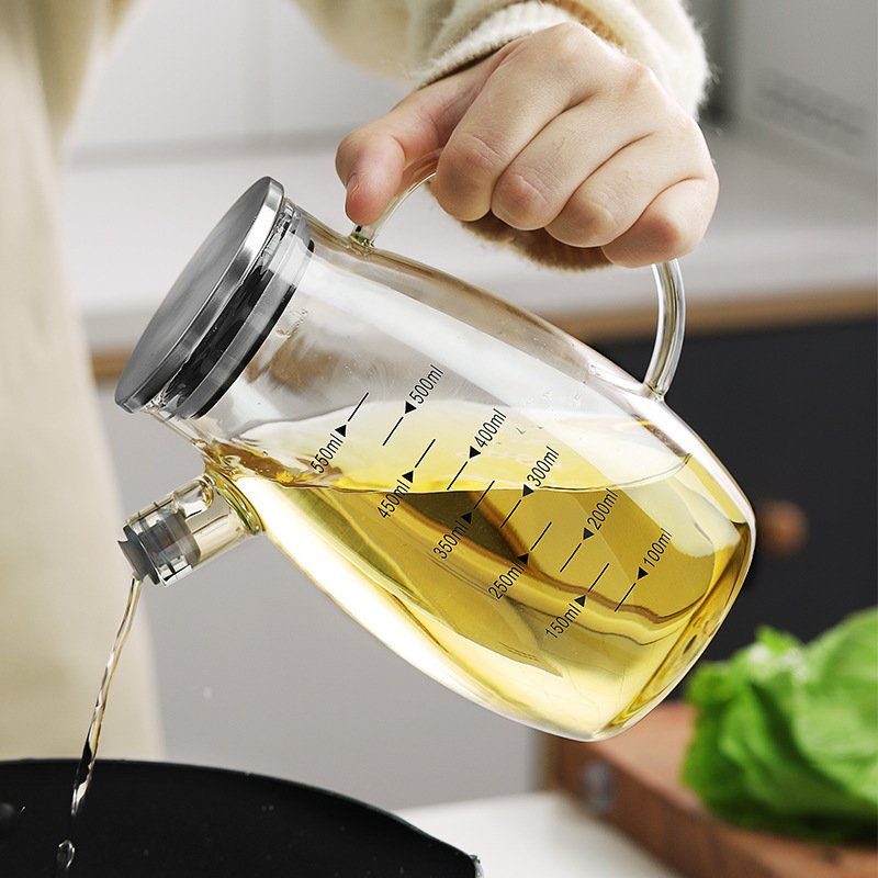 High borosilicate Kitchen Glass Oil Vinegar Bottle Can With Graduated Liquid