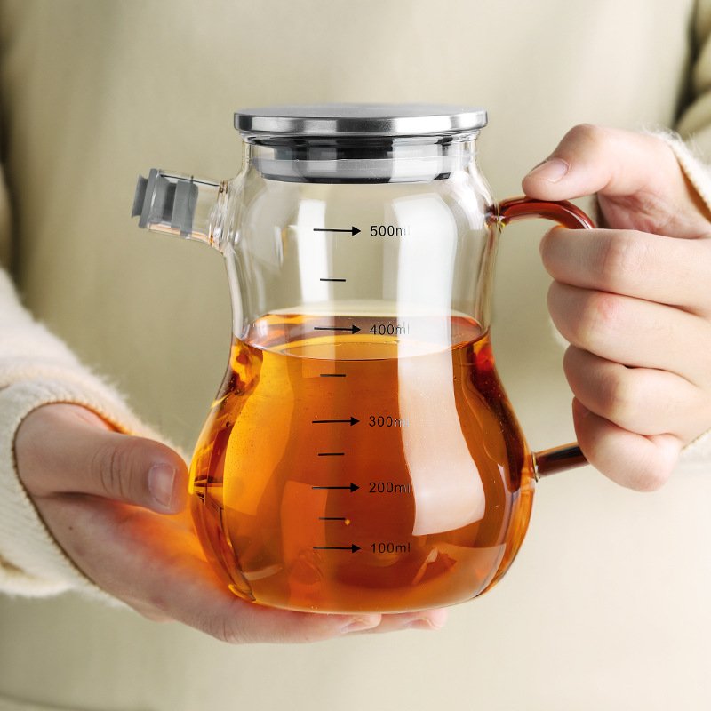 High borosilicate Kitchen Glass Oil Vinegar Bottle Can With Graduated Liquid