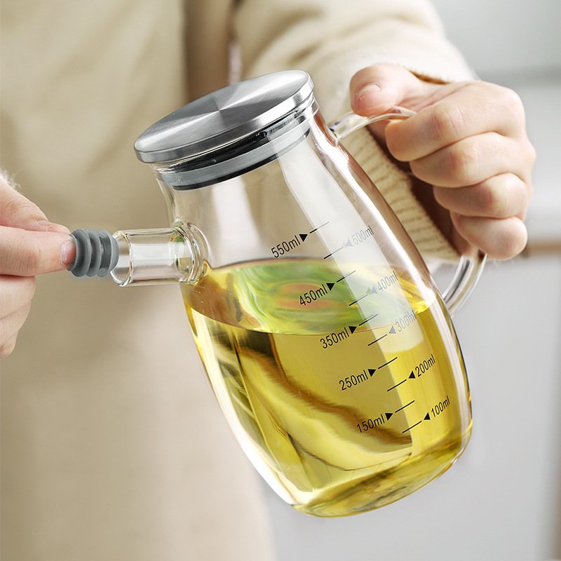 High borosilicate Kitchen Glass Oil Vinegar Bottle Can With Graduated Liquid