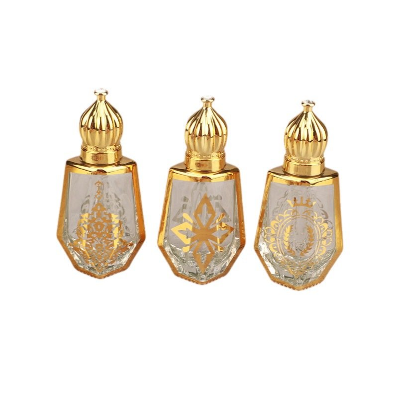 high quality Golden perfume bottle 10ml 15ml perfume oil roll on glass bottle with roller ball perfume bottle