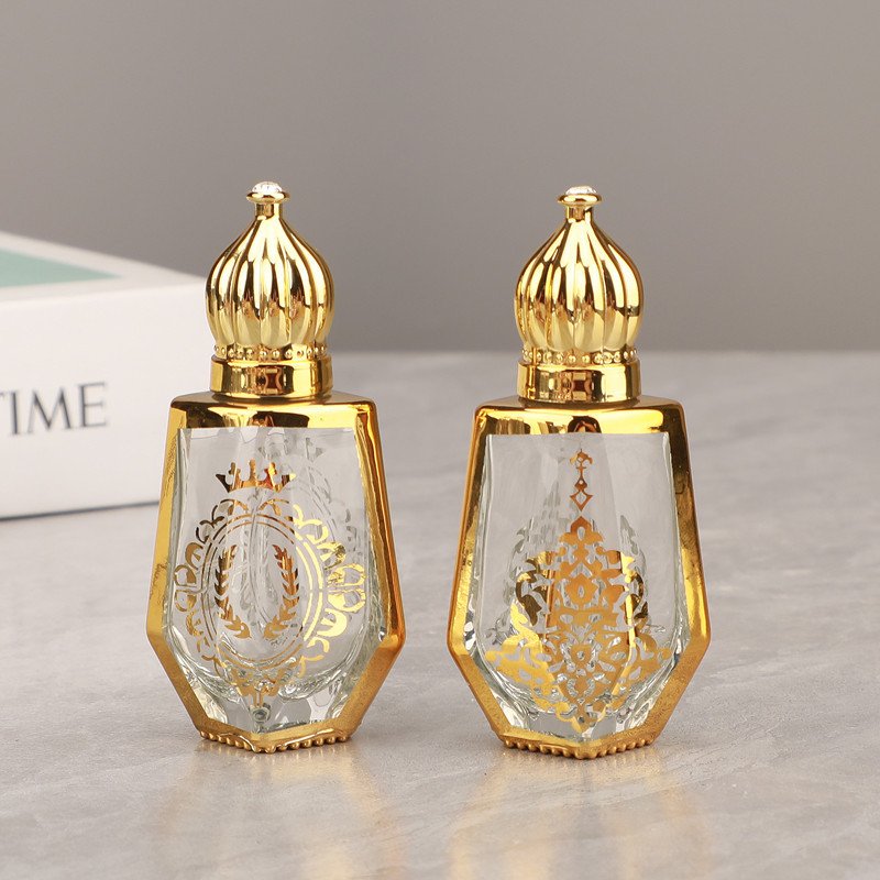 high quality Golden perfume bottle 10ml 15ml perfume oil roll on glass bottle with roller ball perfume bottle
