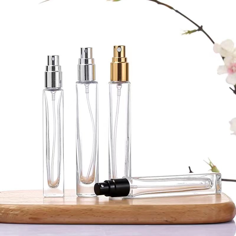 Chinese factory direct sales 8ml 10ml transparent square perfume sample glass bottle perfume bottle spray