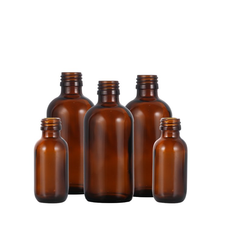 Large Capacity 15ml 30ml 60ml 120ml 250ml 500ml 1000ml Amber Boston Round Glass Bottle For Medicine