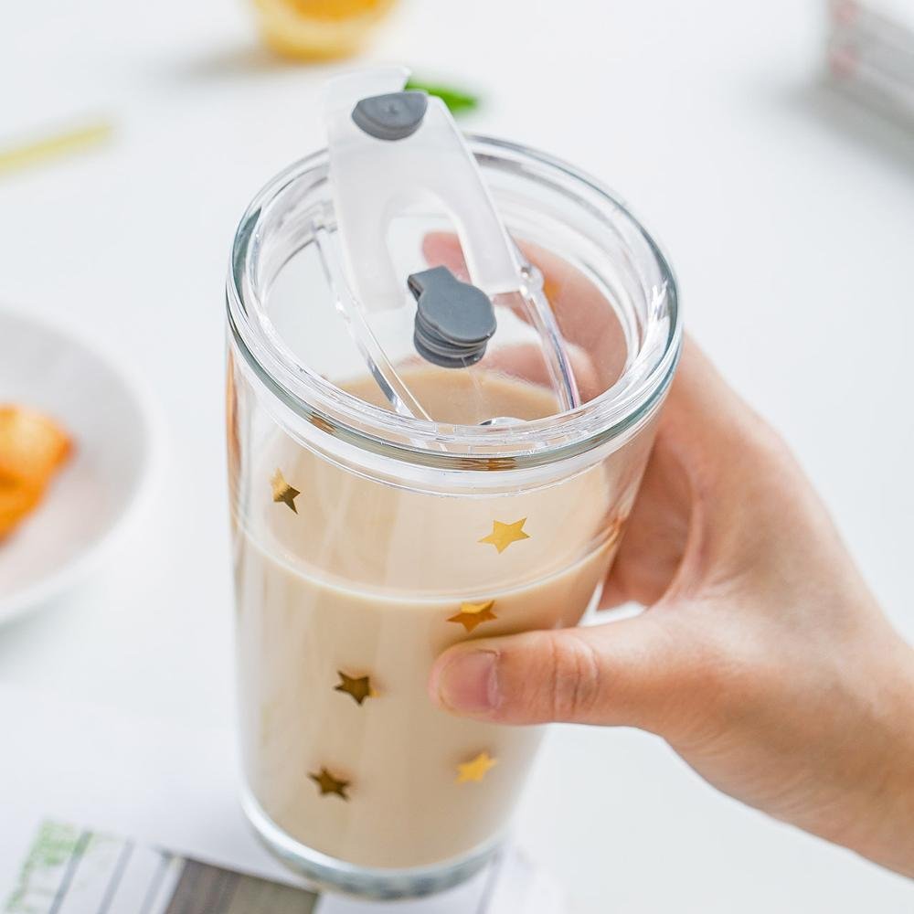 Sealed Glass Juice Milk Mug With Handle Heat-Resistant Coffee juice shot bottles