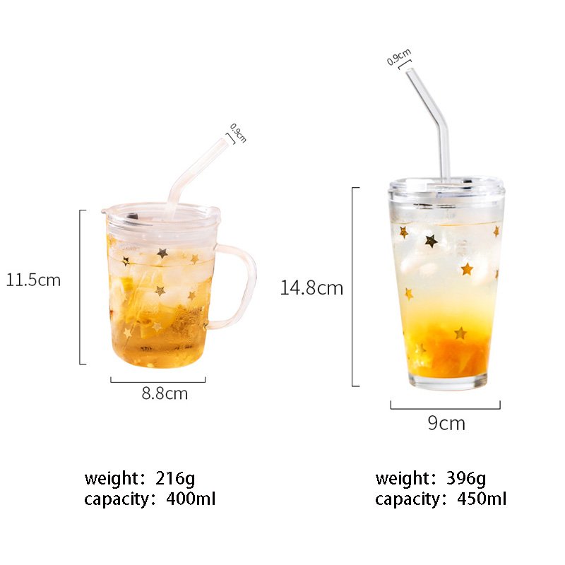 Sealed Glass Juice Milk Mug With Handle Heat-Resistant Coffee juice shot bottles