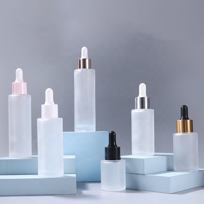 100ml Empty custom cosmetic body oil hair growth lotion pump glass skin care cream serum bottle