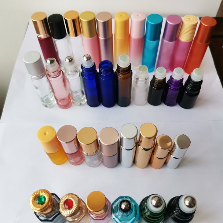 5ml 7ml 8ml 10ml 12ml 15ml Frost Gold Clear Blue Green Roll On Perfume Glass Bottle Essential Oil Bottle With metal Roller Ball