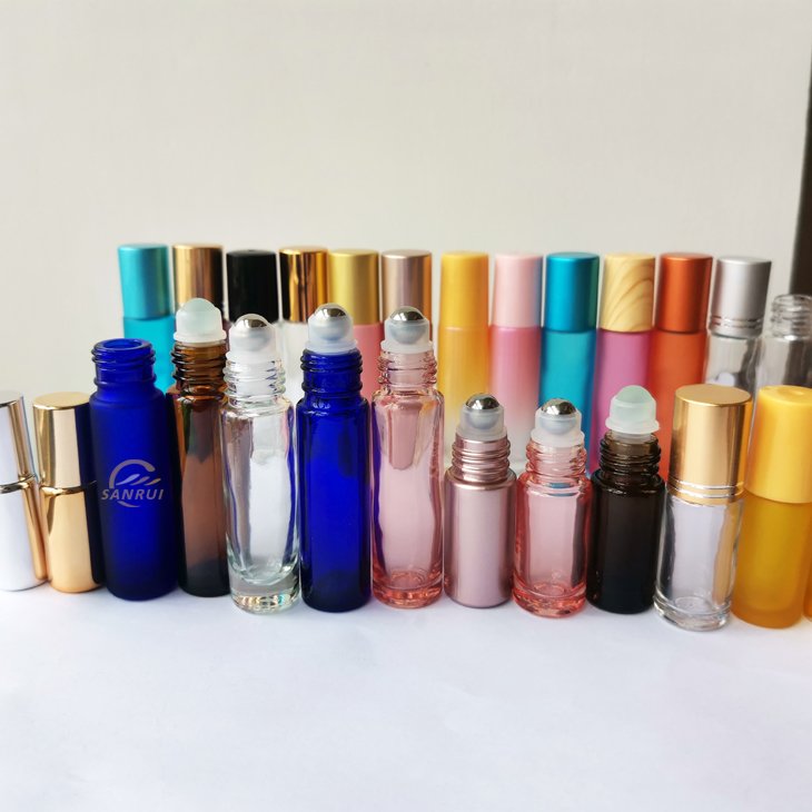 5ml 7ml 8ml 10ml 12ml 15ml Frost Gold Clear Blue Green Roll On Perfume Glass Bottle Essential Oil Bottle With metal Roller Ball
