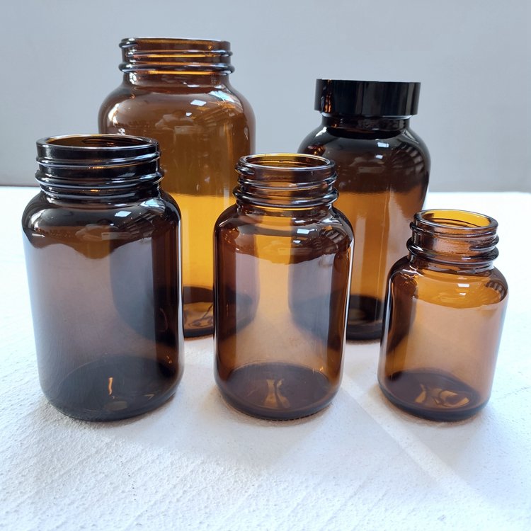High Quality 400cc 500cc 150cc 120cc 100cc Pharmaceutical Amber glass bottle With Wide Mouth Medicine bottle
