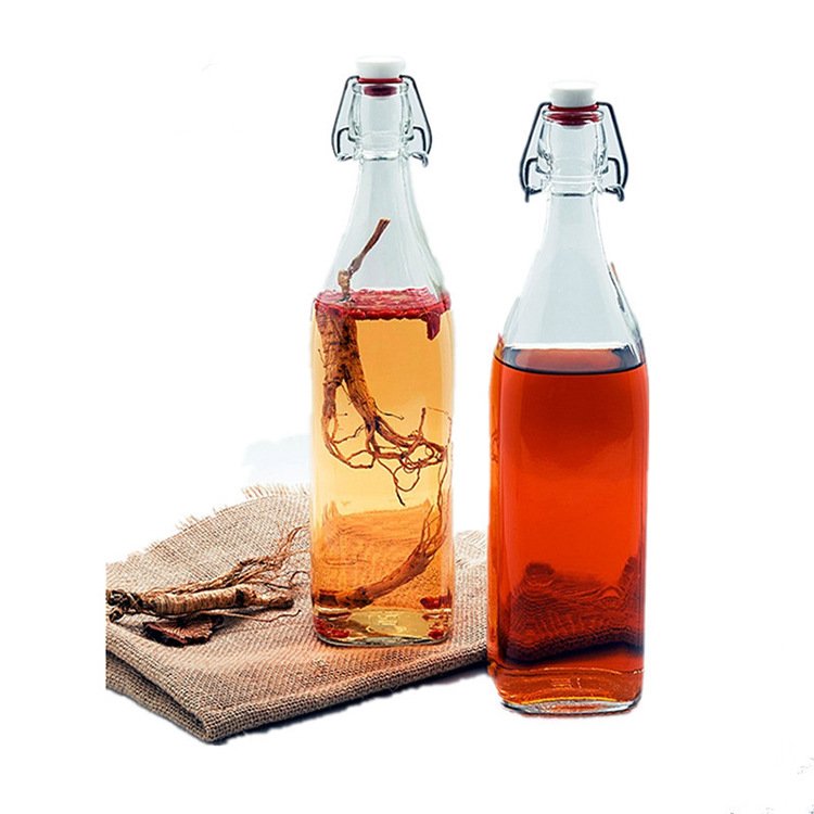 250ml 500ml 750ml 1000ml ml Household Comm Scope Tea Beverage Glass Swing Bottle With Sealed Rubber Cover Glass Bottle