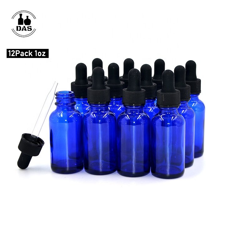 Manufacturer 1oz 30ml Amber Clear Green Skincare Medicine Dropper Essential Oil Boston Round Glass Bottle