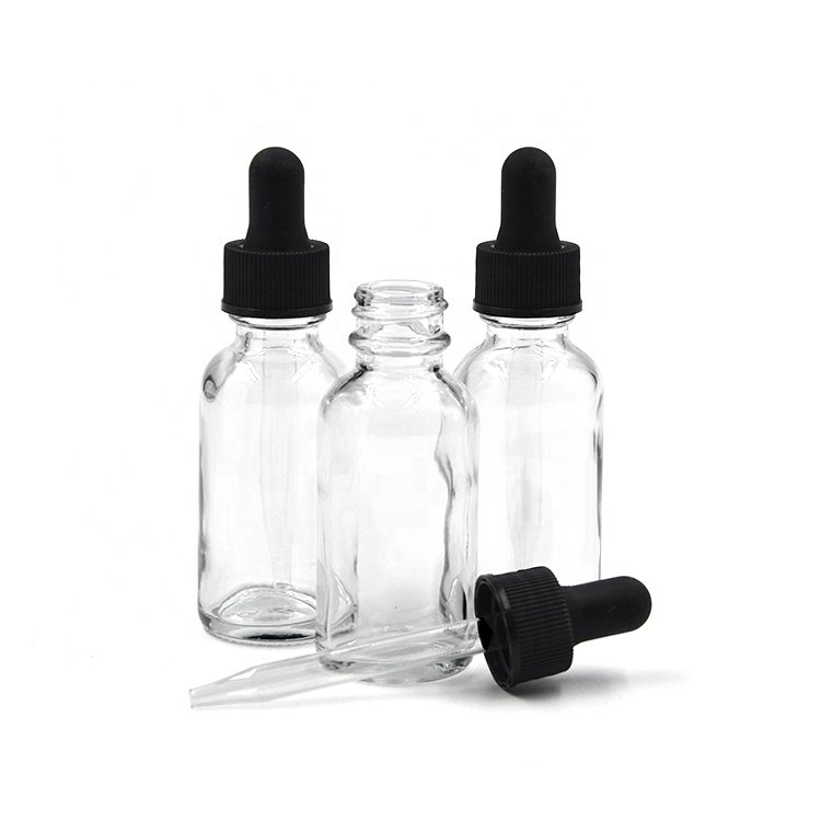 Manufacturer 1oz 30ml Amber Clear Green Skincare Medicine Dropper Essential Oil Boston Round Glass Bottle