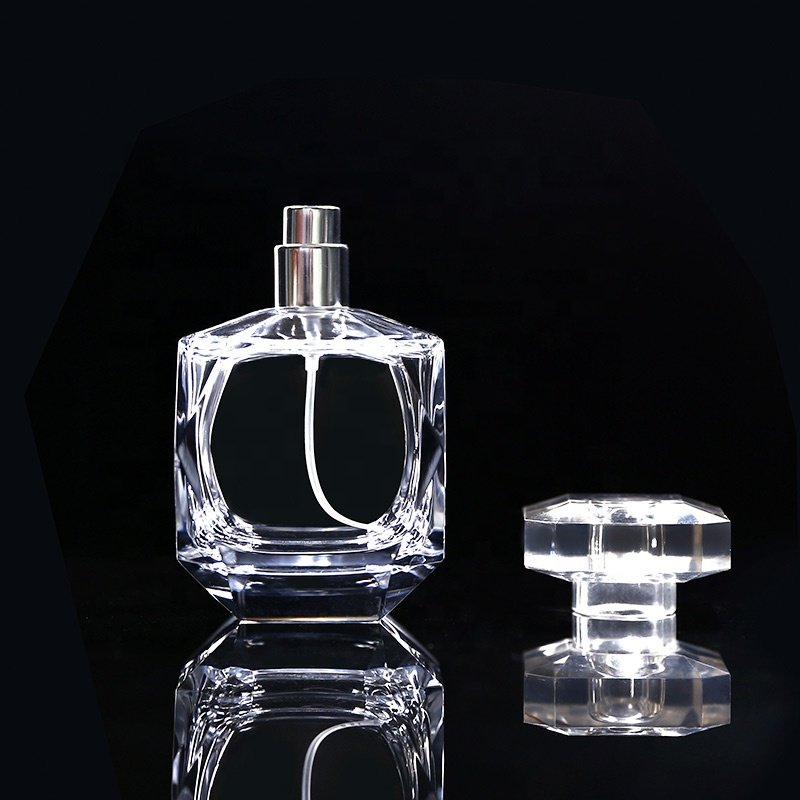 Hot sell crystal glass perfume bottles 50cl spray pump perfume bottles with sarin cap