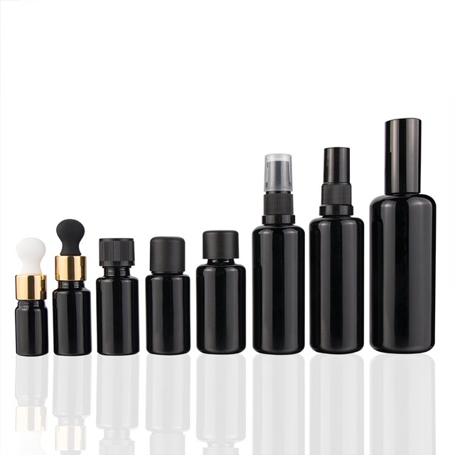 Serum pump bottle 5 10 15 20 30 50 60 100 ml empty essential oil dark violet cosmetic glass bottles with dropper and pump