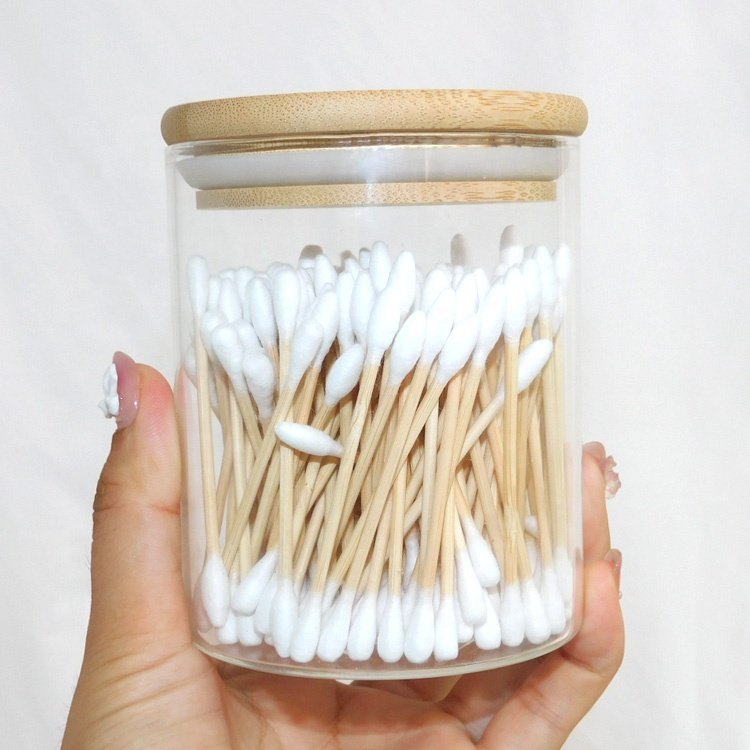High Borosilicate Glass Container Reusable Cotton Swab matches Airtight Cosmetic Classic Storage Glass Jar
