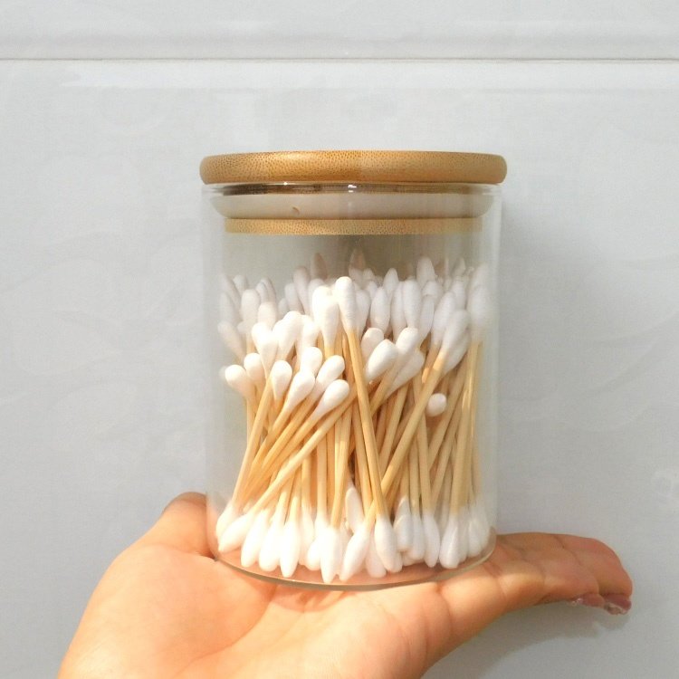 High Borosilicate Glass Container Reusable Cotton Swab matches Airtight Cosmetic Classic Storage Glass Jar