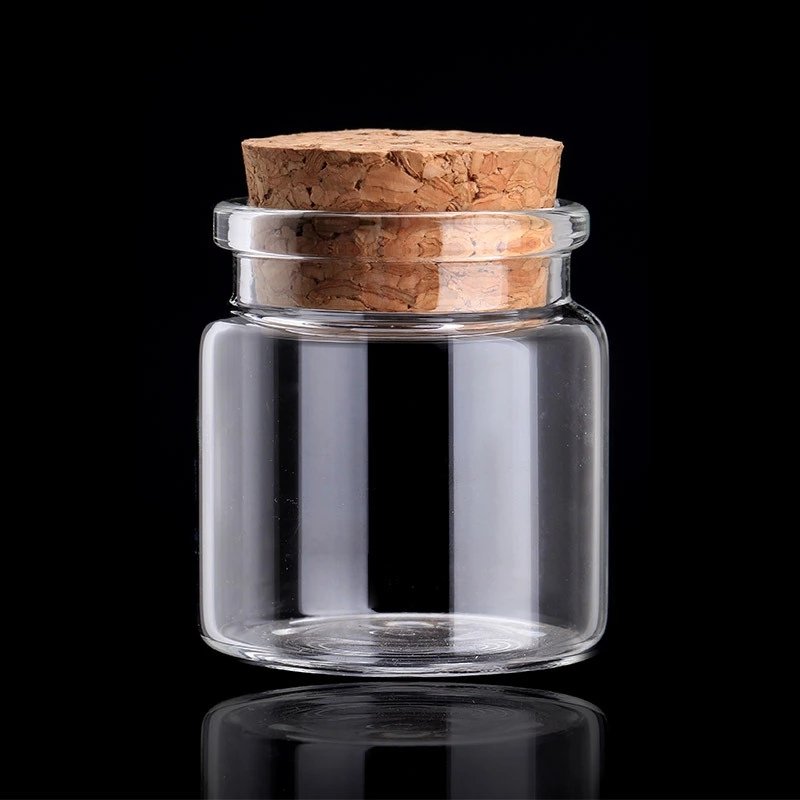 Wholesale 20ml 30ml 50ml 100ml round Clear glass wishing bottle with cork lid