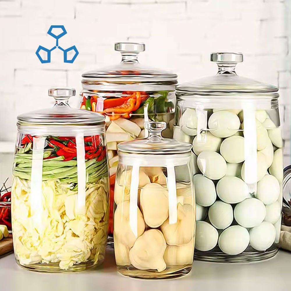 1250ml Glass storage jar with lids custom kitchen glass food storage container spice food storage jar