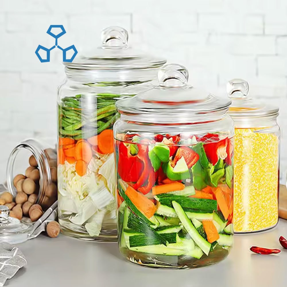 1250ml Glass storage jar with lids custom kitchen glass food storage container spice food storage jar