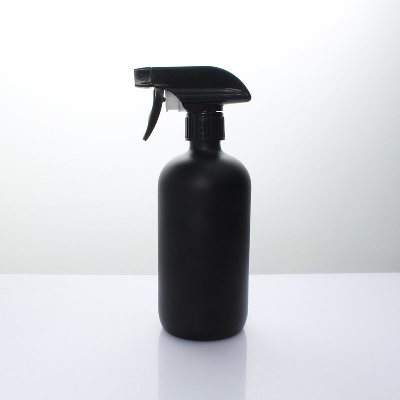 500ml 16oz Matte Black Amber Clear Boston Round Glass Spray Bottle with Trigger Sprayer