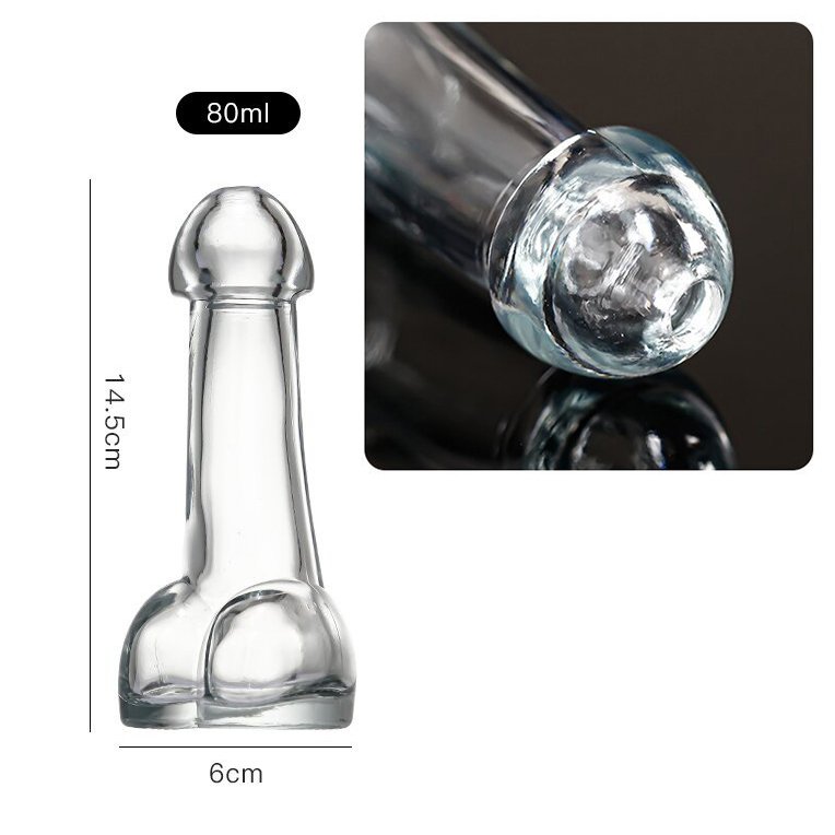 80ml Whiskey Wine Penis Glass Bottle 200ML Men Bar Beverage Vodka Juice Glass Bottle with Lid 460ML Creative DIY wine bottle