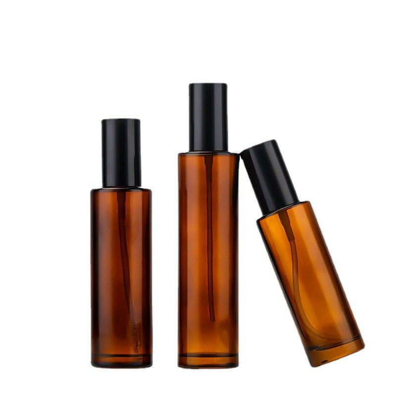 Wholesale Amber Glass Pump Bottles Refillable Spray Bottle for Serum Essential Oil Perfume Lotion 30ml 50ml 80ml 100ml