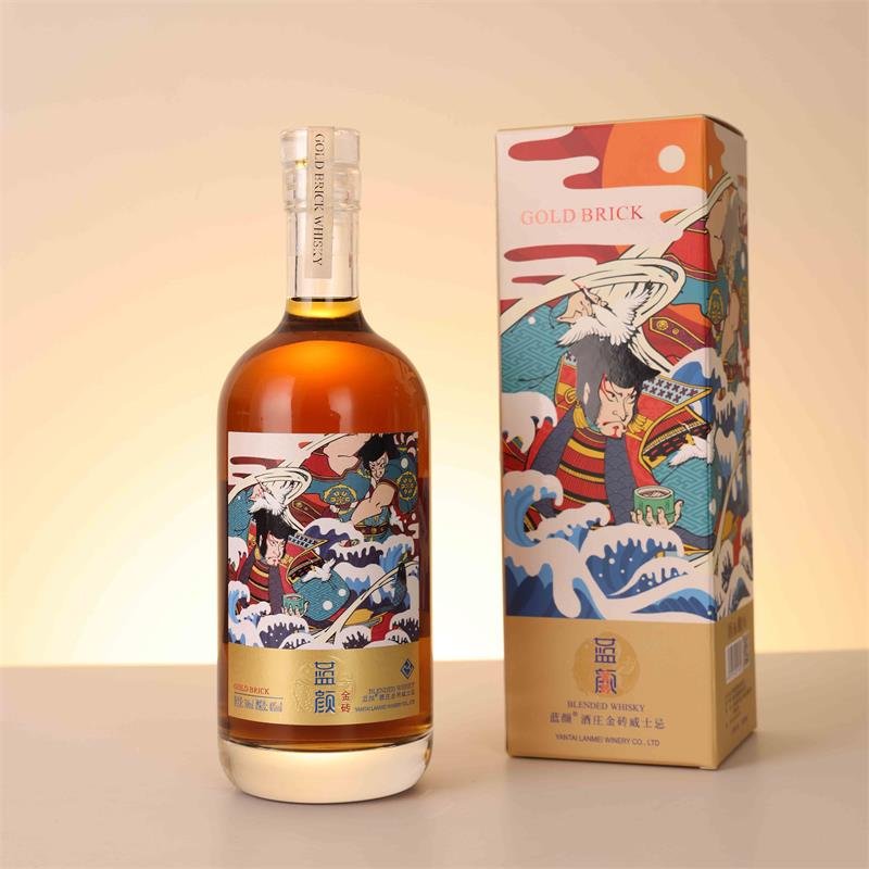 Glass bottles supplier Custom mountain base whisky vodka brandy wine bottles 250ML 500ML glass round liquor bottle with box