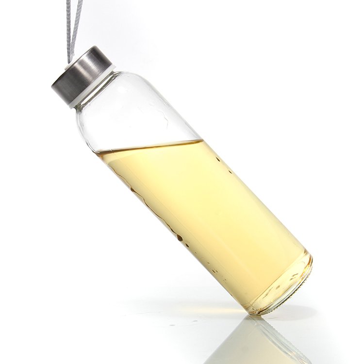 Anti-Leak Wholesale Drinks Glass Borosilicate Frosted Glass Water Bottle With Stainless Steel Lid