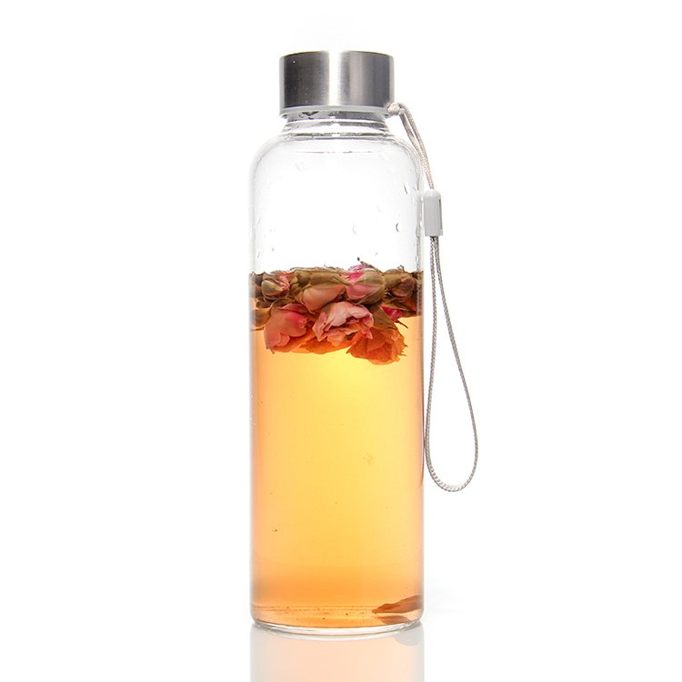 Anti-Leak Wholesale Drinks Glass Borosilicate Frosted Glass Water Bottle With Stainless Steel Lid