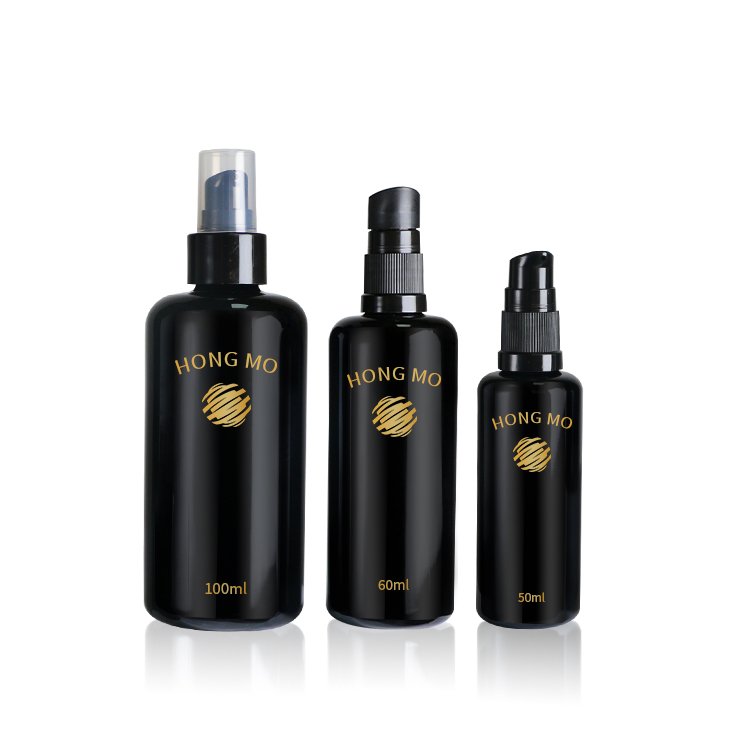 5ml 10ml 15ml 30ml 50ml 60ml 100ml Matte Black Cosmetic Essential Oil Glass Bottle Essential Oil Bottle With Pump Sprayer