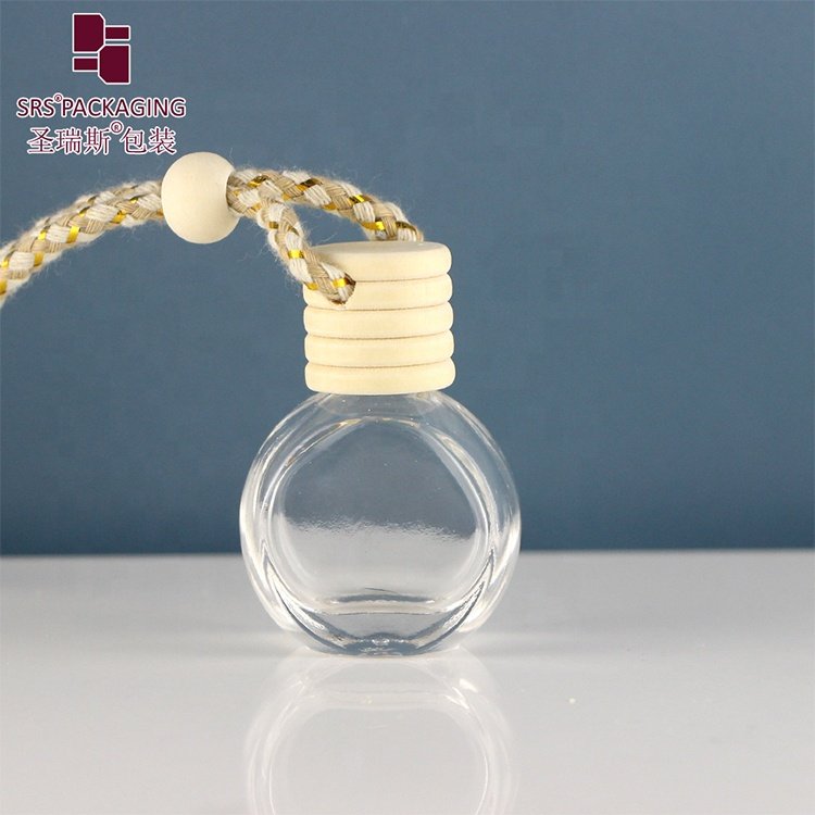 Wholesale 8ml Mini Empty Car Diffuser Bottle Car Perfume Container with Hanging Wooden Lid