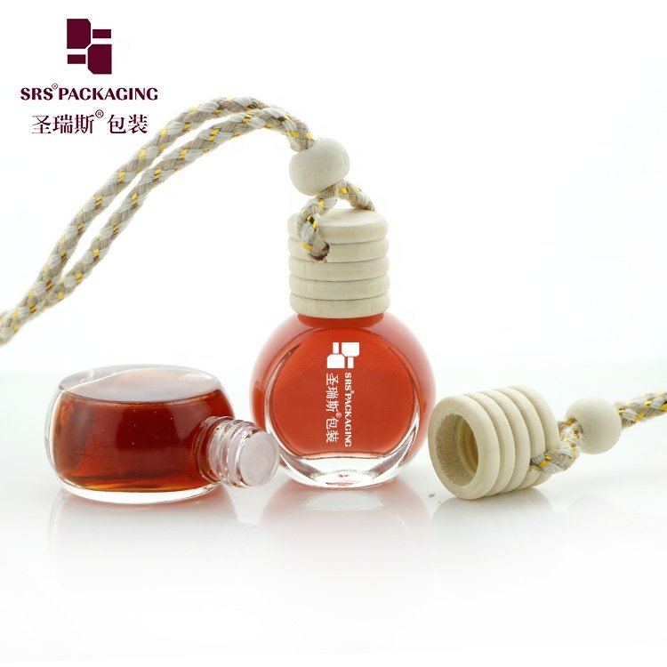Wholesale 8ml Mini Empty Car Diffuser Bottle Car Perfume Container with Hanging Wooden Lid