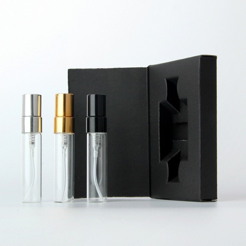 Wholesale Round 2ml 3ml 5ml 10ml Mini Empty Clear Spray Bottle Glass Perfume Sample With Paper Box Package